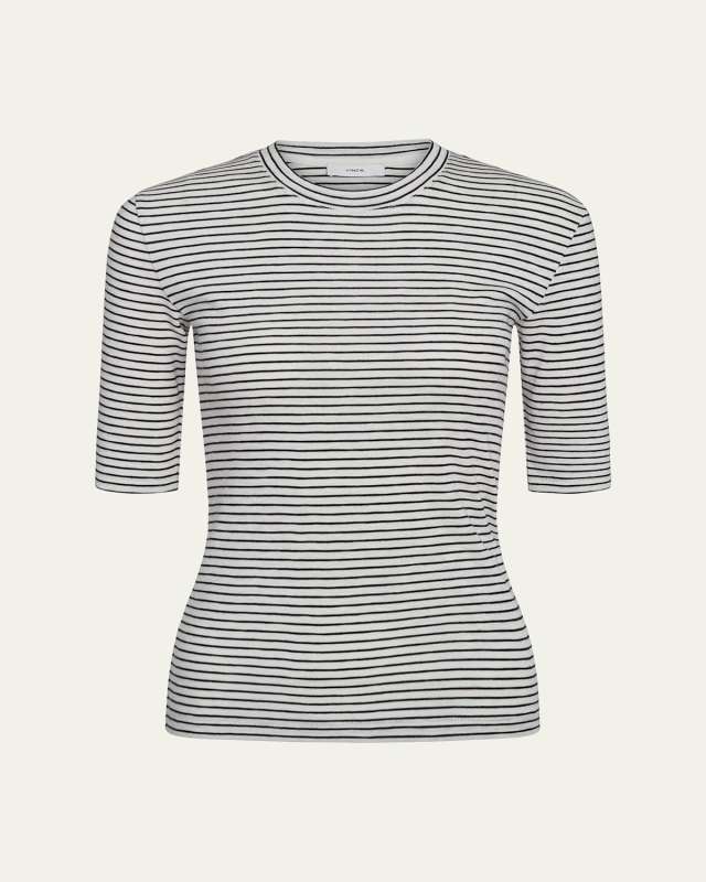 Stripe Elbow-Sleeve Top